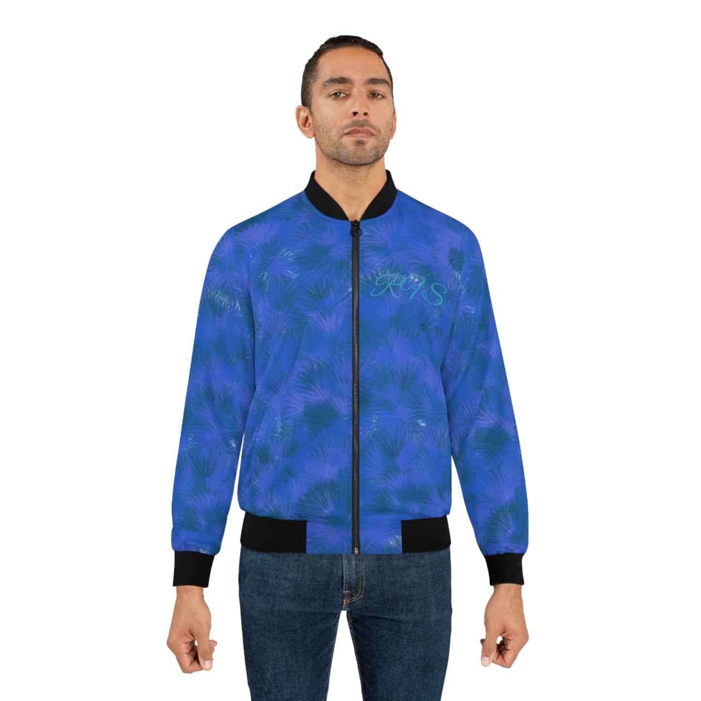 Deep Blue Mountain Men's Bomber Jacket (AOP)