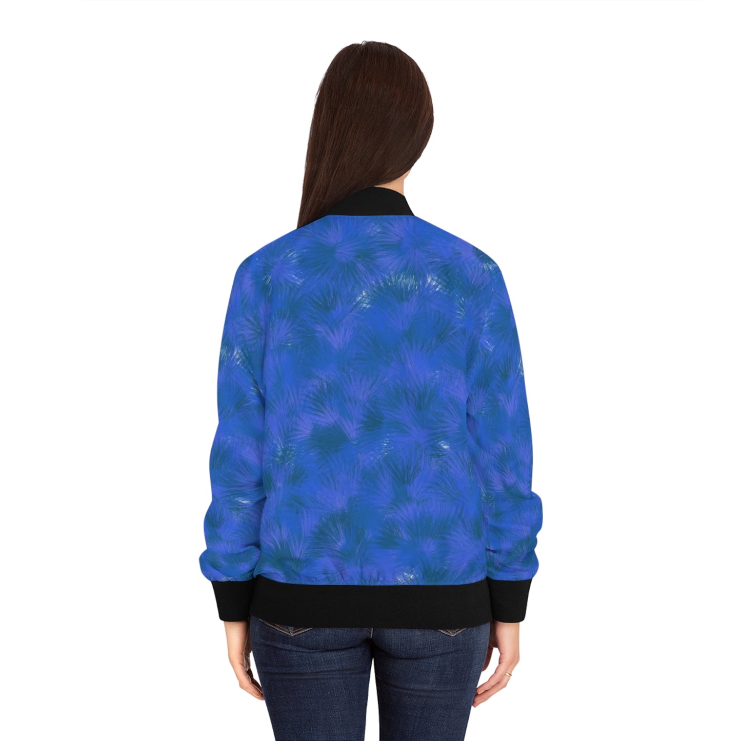 Deep Blue Mountain Women's Bomber Jacket (AOP)