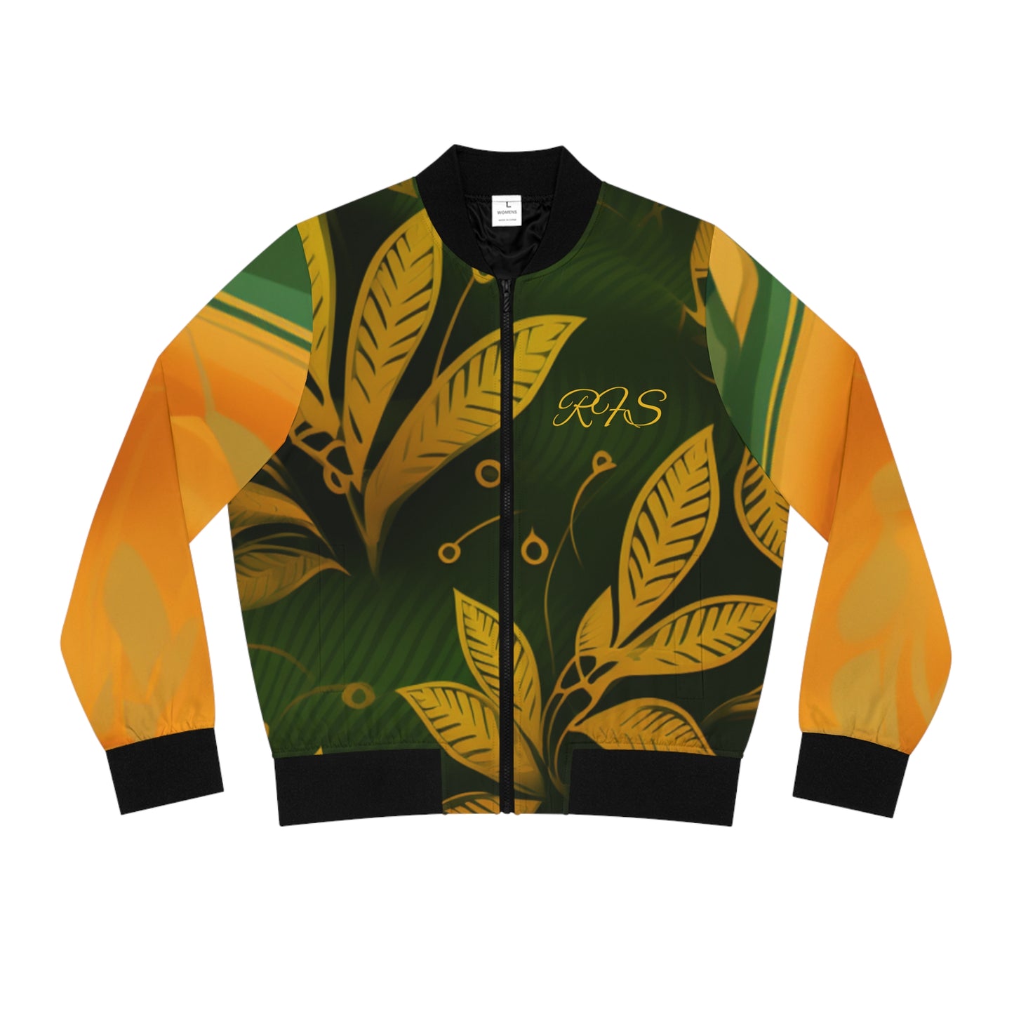 Indian Green Silky Women's Bomber Jacket (AOP)