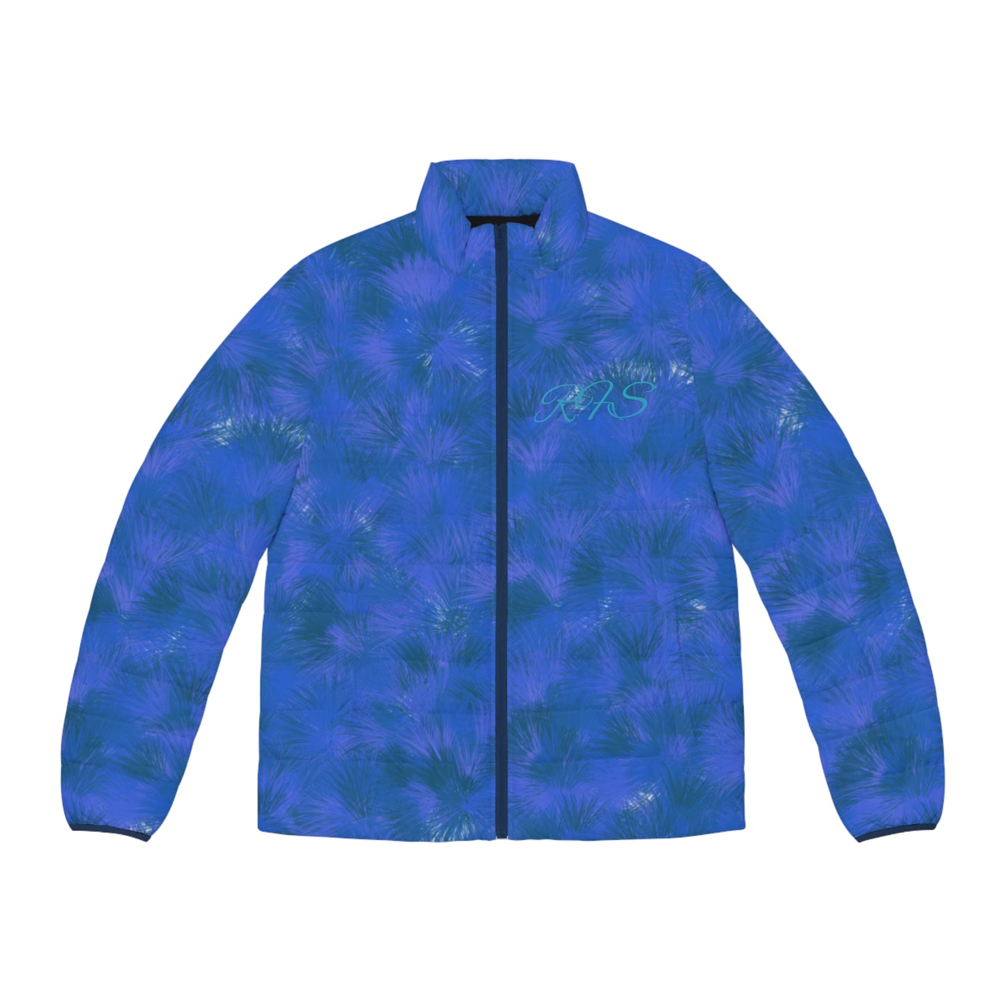 Deep Blue Mountain Men's Puffer Jacket (AOP)