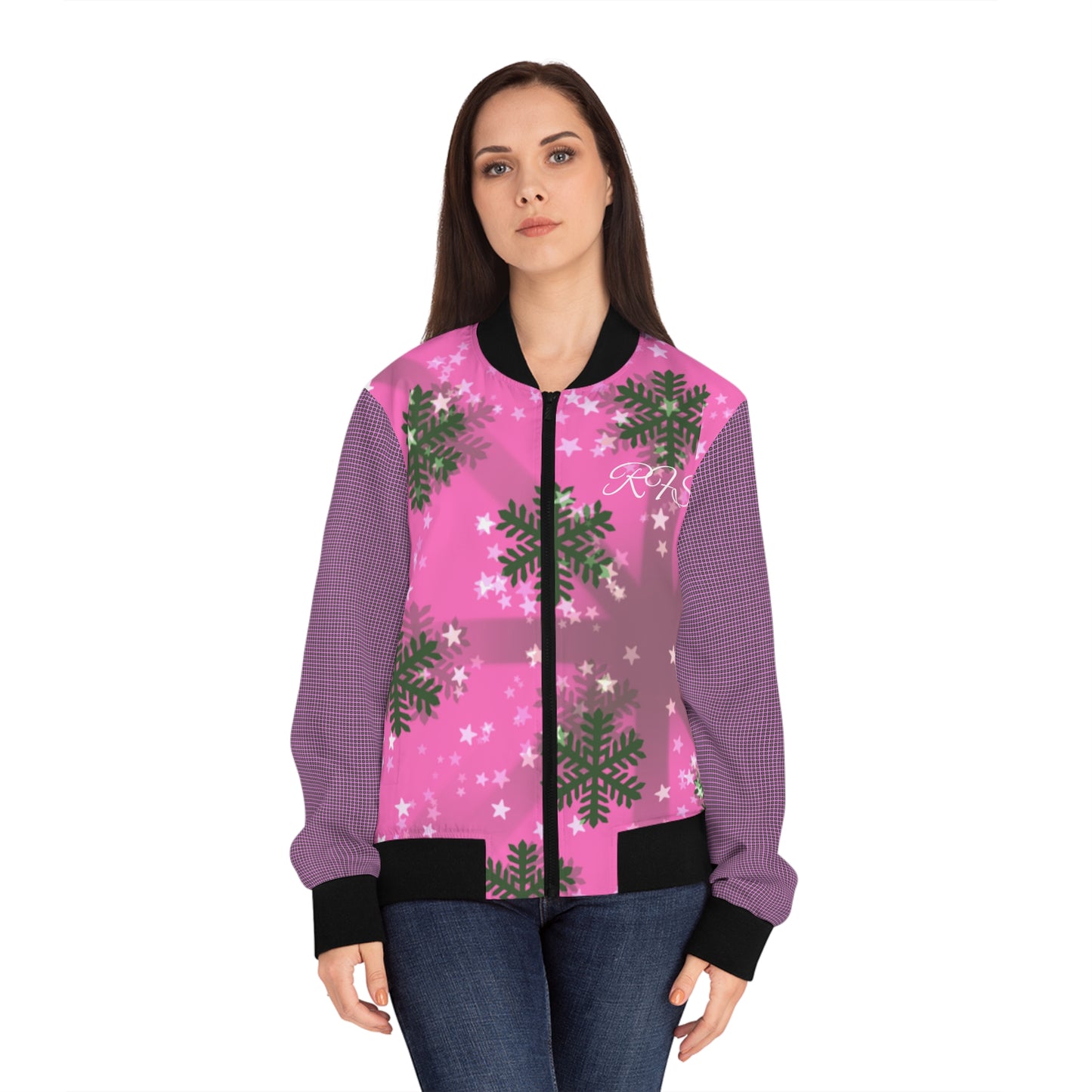 Green Winter Women's Bomber Jacket (AOP)