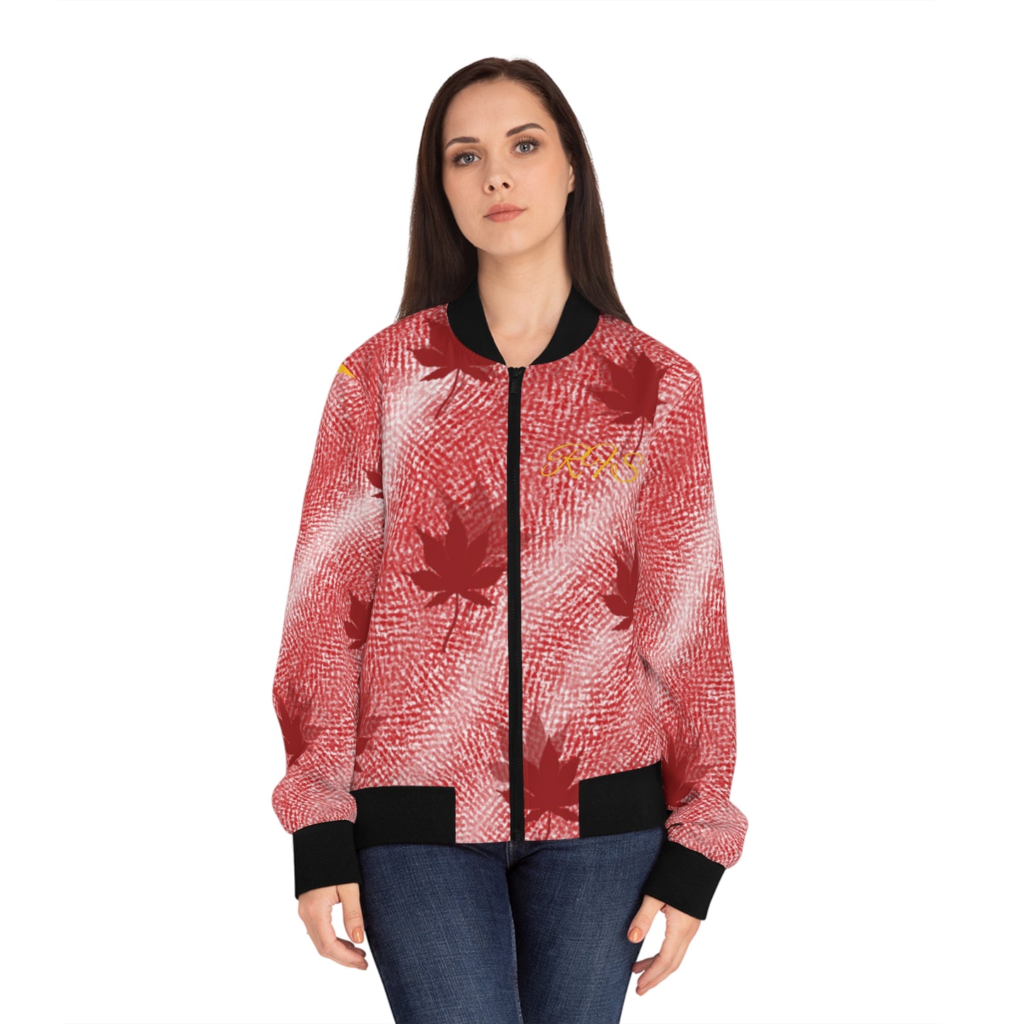 Traditional Maple Leaf Women's Bomber Jacket (AOP)