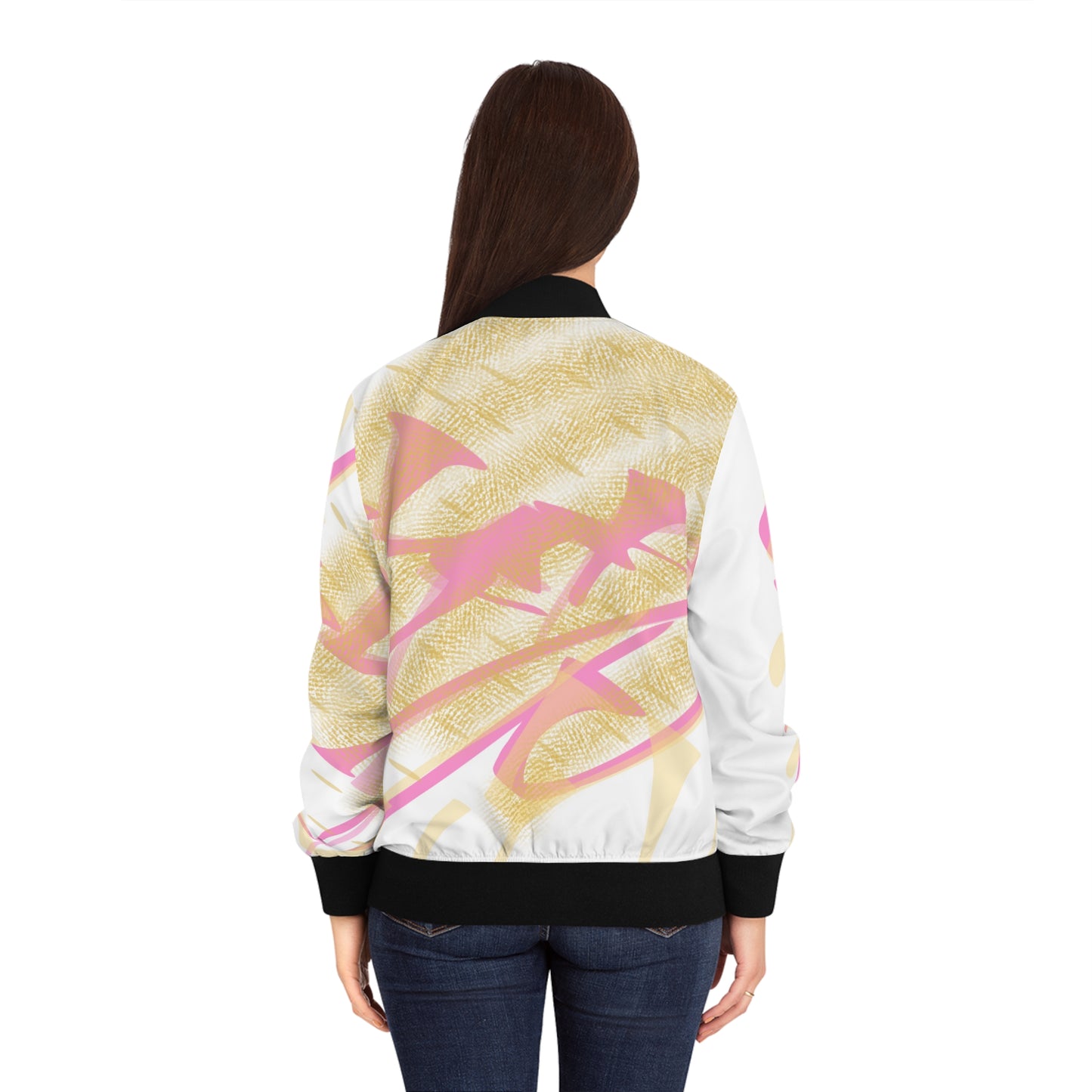 Nude Pink Women's Bomber Jacket (AOP)