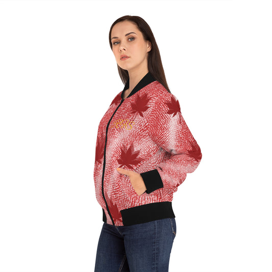 Traditional Maple Leaf Women's Bomber Jacket (AOP)