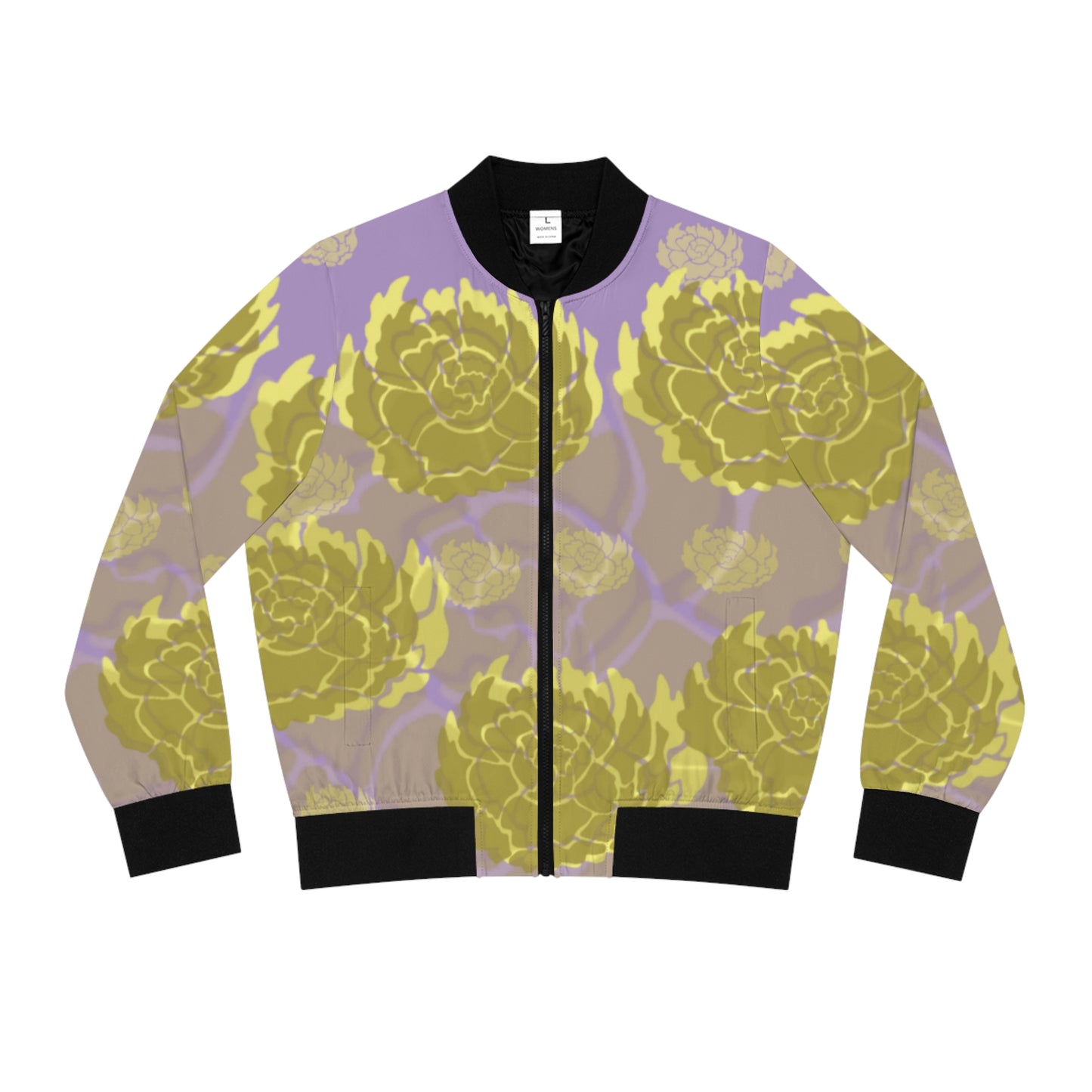 Yellow Rose Leaf Women's Bomber Jacket (AOP)