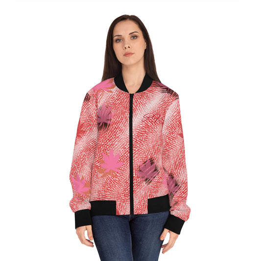 Red Maple Leaf Women's Bomber Jacket (AOP)