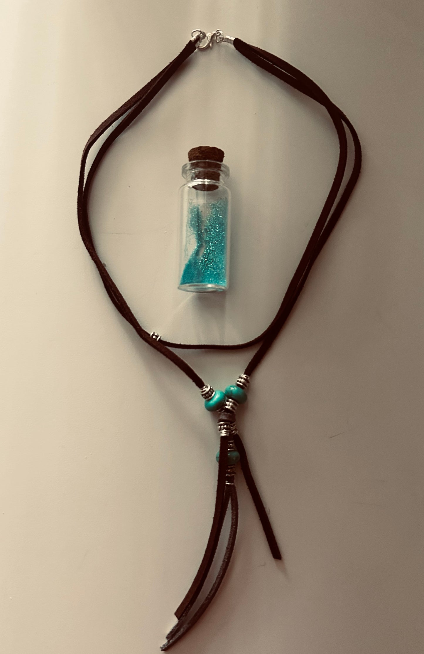 Handmade Double Bead Aqua Blue Chain